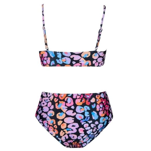 Cupshe Womens 1 Piece Swimsuit XXL Pink Leopard V-Neck Twist Front Cheeky High - Picture 4 of 8